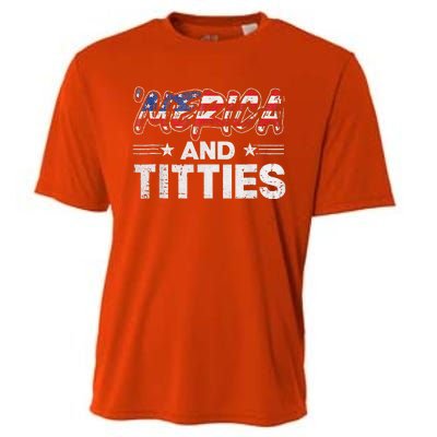 4th Of July Merica And Titties For Adults Cooling Performance Crew T-Shirt