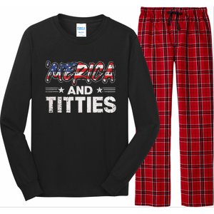 4th Of July Merica And Titties For Adults Long Sleeve Pajama Set