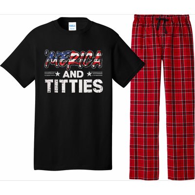 4th Of July Merica And Titties For Adults Pajama Set