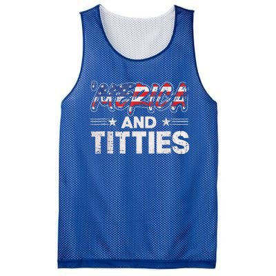 4th Of July Merica And Titties For Adults Mesh Reversible Basketball Jersey Tank