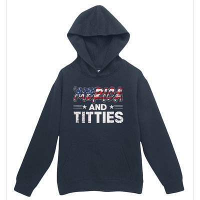 4th Of July Merica And Titties For Adults Urban Pullover Hoodie