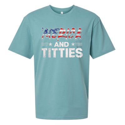 4th Of July Merica And Titties For Adults Sueded Cloud Jersey T-Shirt