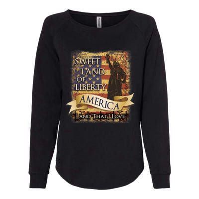 4th Of July America Sweet Land Of Liberty Patriotic Usa Flag Womens California Wash Sweatshirt