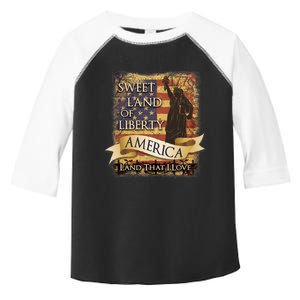 4th Of July America Sweet Land Of Liberty Patriotic Usa Flag Toddler Fine Jersey T-Shirt