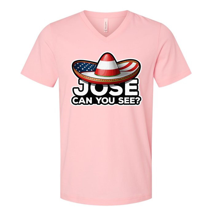 4th Of July Anthem Mexican Pun Jose Can You See V-Neck T-Shirt