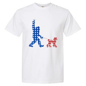 4th Of July Usa Flag Bigfoot Walking Poodle Dog Garment-Dyed Heavyweight T-Shirt