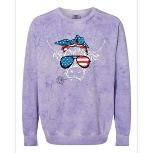 4th Of July Highland Cow Cow Lover Colorblast Crewneck Sweatshirt