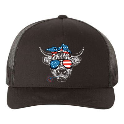 4th Of July Highland Cow Cow Lover Yupoong Adult 5-Panel Trucker Hat