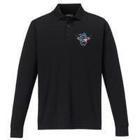 4th Of July Highland Cow Cow Lover Performance Long Sleeve Polo