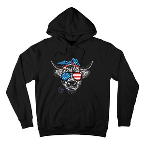 4th Of July Highland Cow Cow Lover Hoodie