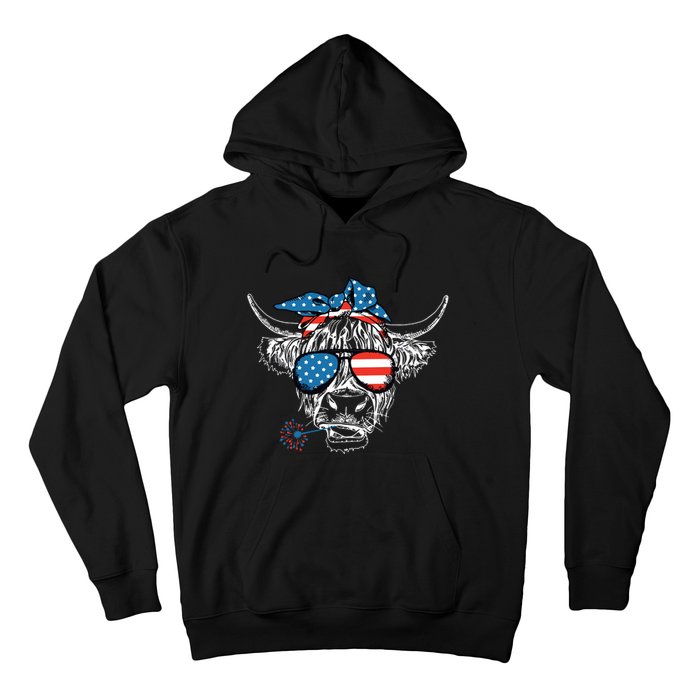 4th Of July Highland Cow Cow Lover Hoodie