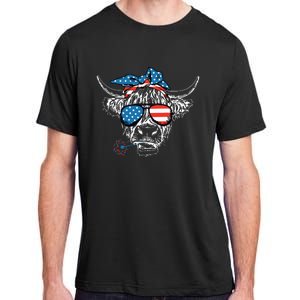 4th Of July Highland Cow Cow Lover Adult ChromaSoft Performance T-Shirt