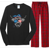 4th Of July Highland Cow Cow Lover Long Sleeve Pajama Set