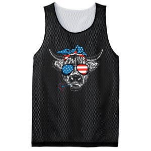 4th Of July Highland Cow Cow Lover Mesh Reversible Basketball Jersey Tank