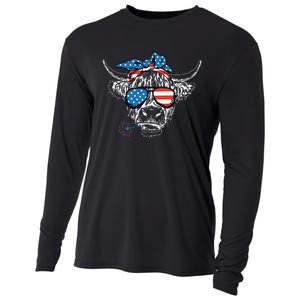 4th Of July Highland Cow Cow Lover Cooling Performance Long Sleeve Crew