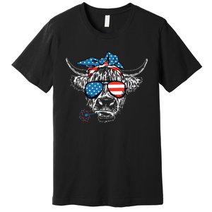 4th Of July Highland Cow Cow Lover Premium T-Shirt