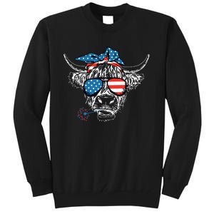 4th Of July Highland Cow Cow Lover Tall Sweatshirt