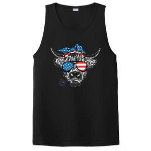 4th Of July Highland Cow Cow Lover PosiCharge Competitor Tank