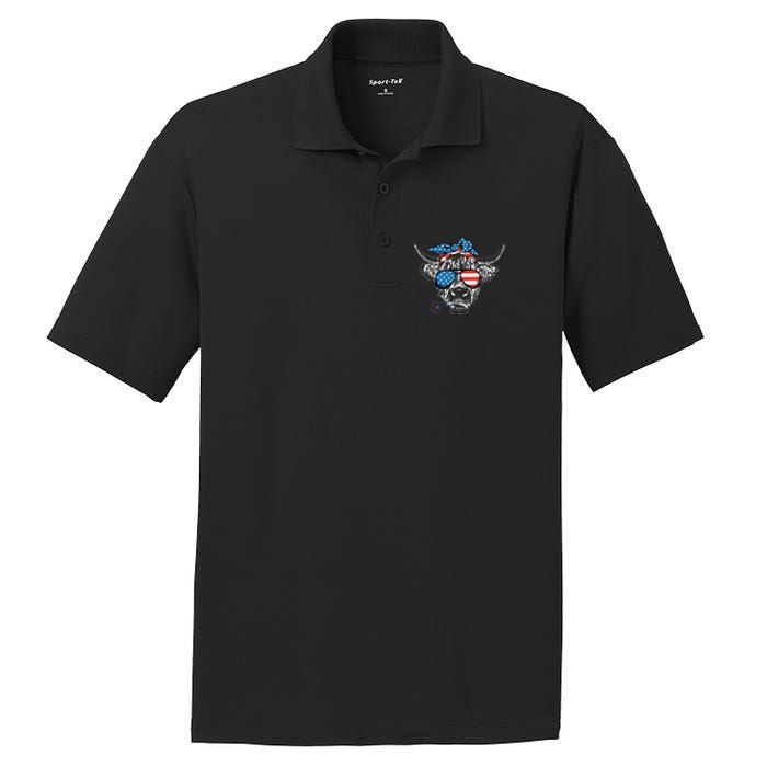 4th Of July Highland Cow Cow Lover PosiCharge RacerMesh Polo