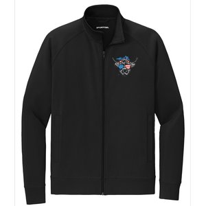 4th Of July Highland Cow Cow Lover Stretch Full-Zip Cadet Jacket