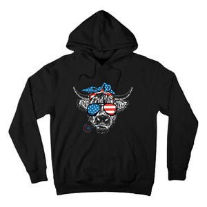 4th Of July Highland Cow Cow Lover Tall Hoodie