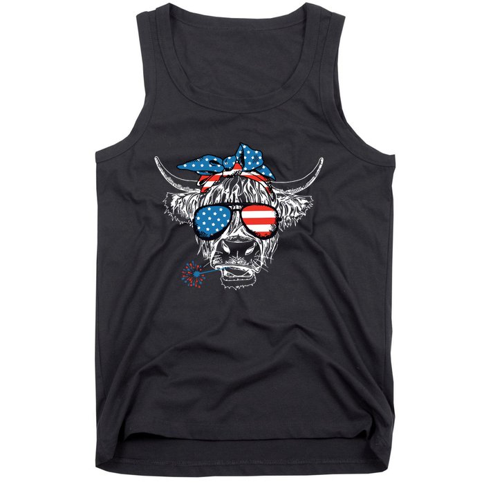 4th Of July Highland Cow Cow Lover Tank Top