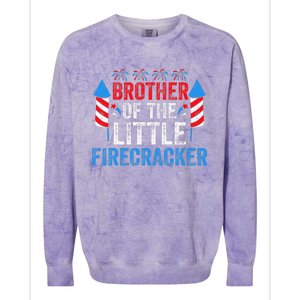 4th Of July Birthday Brother Of The Little Firecracker Colorblast Crewneck Sweatshirt