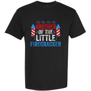 4th Of July Birthday Brother Of The Little Firecracker Garment-Dyed Heavyweight T-Shirt