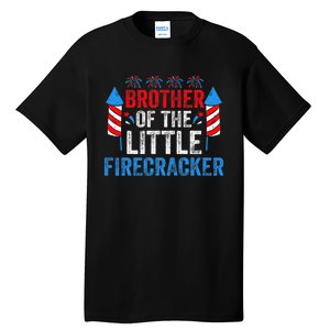 4th Of July Birthday Brother Of The Little Firecracker Tall T-Shirt