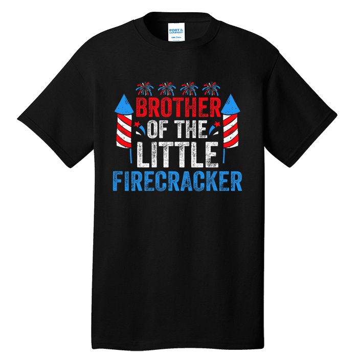 4th Of July Birthday Brother Of The Little Firecracker Tall T-Shirt