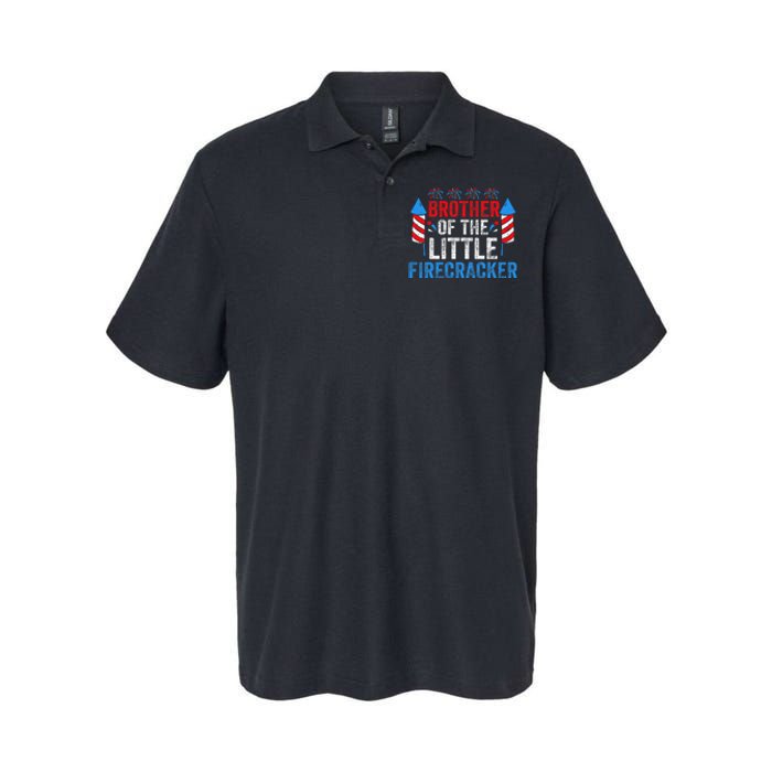 4th Of July Birthday Brother Of The Little Firecracker Softstyle Adult Sport Polo