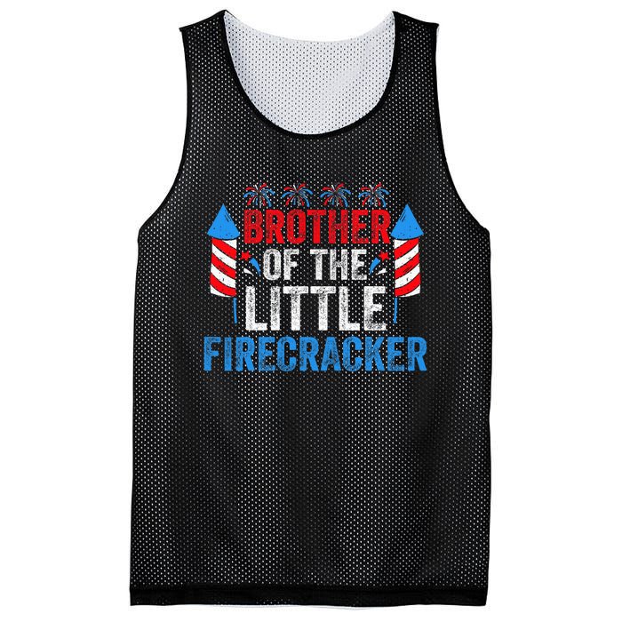 4th Of July Birthday Brother Of The Little Firecracker Mesh Reversible Basketball Jersey Tank