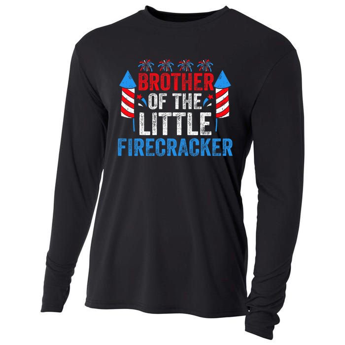 4th Of July Birthday Brother Of The Little Firecracker Cooling Performance Long Sleeve Crew