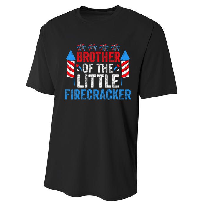 4th Of July Birthday Brother Of The Little Firecracker Performance Sprint T-Shirt