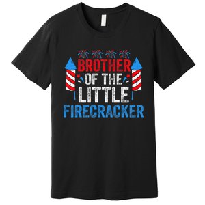 4th Of July Birthday Brother Of The Little Firecracker Premium T-Shirt