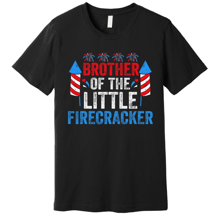 4th Of July Birthday Brother Of The Little Firecracker Premium T-Shirt