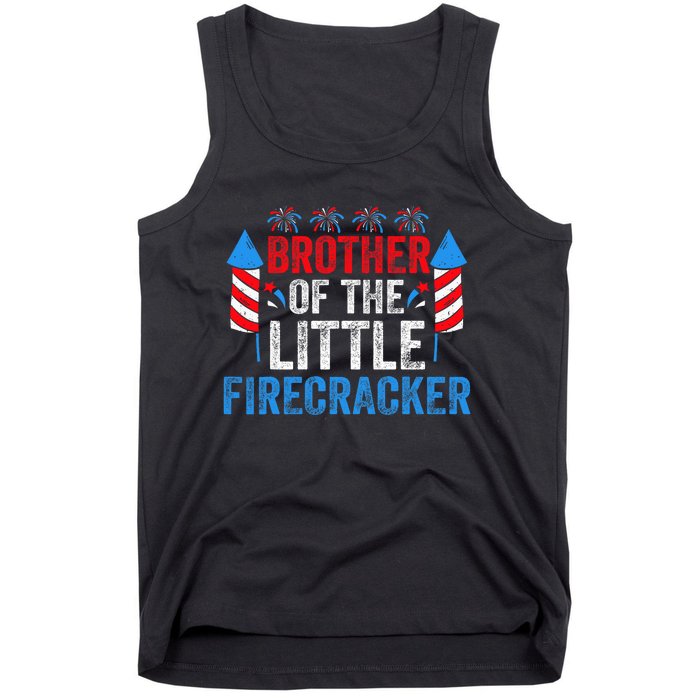 4th Of July Birthday Brother Of The Little Firecracker Tank Top