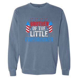 4th Of July Birthday Brother Of The Little Firecracker Garment-Dyed Sweatshirt