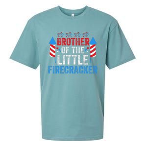 4th Of July Birthday Brother Of The Little Firecracker Sueded Cloud Jersey T-Shirt