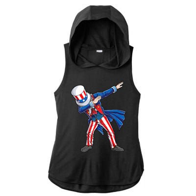 4th Of July For Dabbing Uncle Sam Ladies PosiCharge Tri-Blend Wicking Draft Hoodie Tank