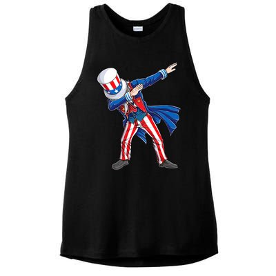 4th Of July For Dabbing Uncle Sam Ladies PosiCharge Tri-Blend Wicking Tank