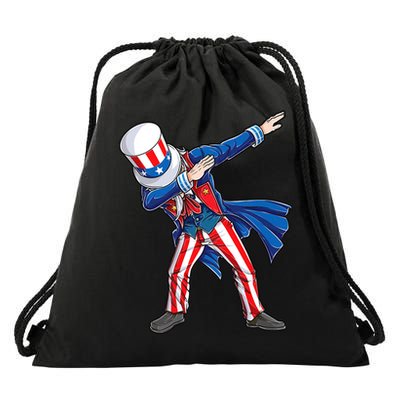 4th Of July For Dabbing Uncle Sam Drawstring Bag