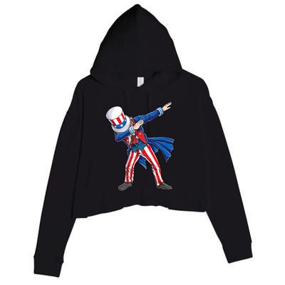 4th Of July For Dabbing Uncle Sam Crop Fleece Hoodie