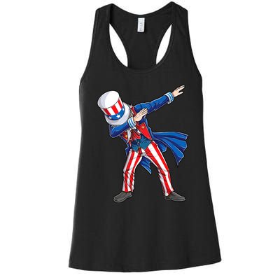 4th Of July For Dabbing Uncle Sam Women's Racerback Tank