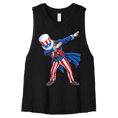 4th Of July For Dabbing Uncle Sam Women's Racerback Cropped Tank