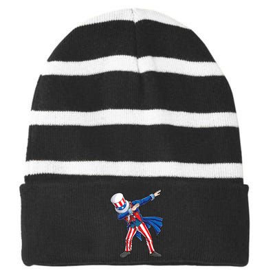 4th Of July For Dabbing Uncle Sam Striped Beanie with Solid Band