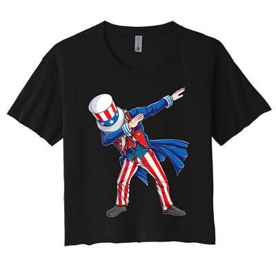 4th Of July For Dabbing Uncle Sam Women's Crop Top Tee