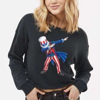 4th Of July For Dabbing Uncle Sam Cropped Pullover Crew