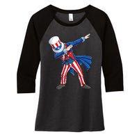 4th Of July For Dabbing Uncle Sam Women's Tri-Blend 3/4-Sleeve Raglan Shirt