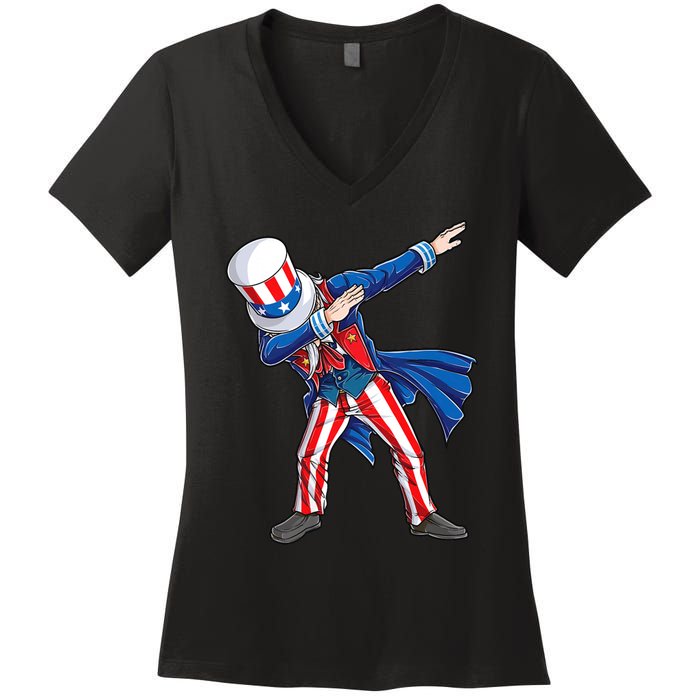 4th Of July For Dabbing Uncle Sam Women's V-Neck T-Shirt